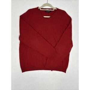 VTG GLEN ROYAL V-Neck Sweater Men's Size L- Red - 100% Cashmere Preppy Old Money